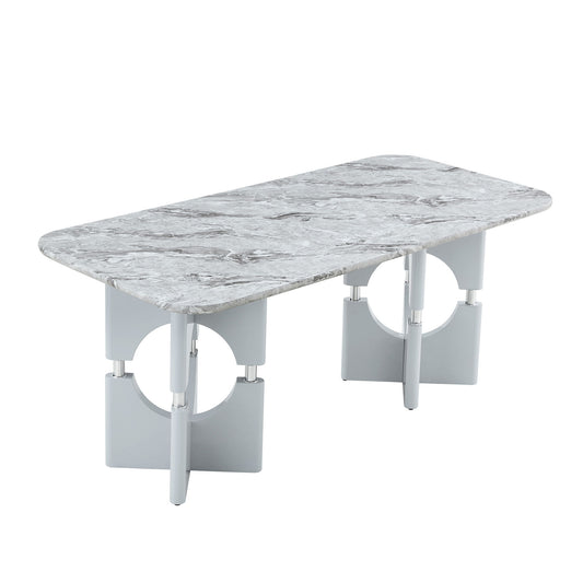 Modern Dining Table With Sleek Hollow-Out Frame And Accents