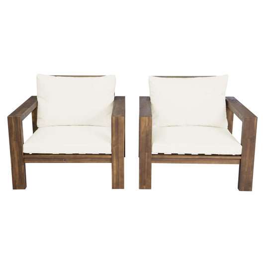 Stylish Outdoor Chair Set With Cushions For Garden (Set of 2)