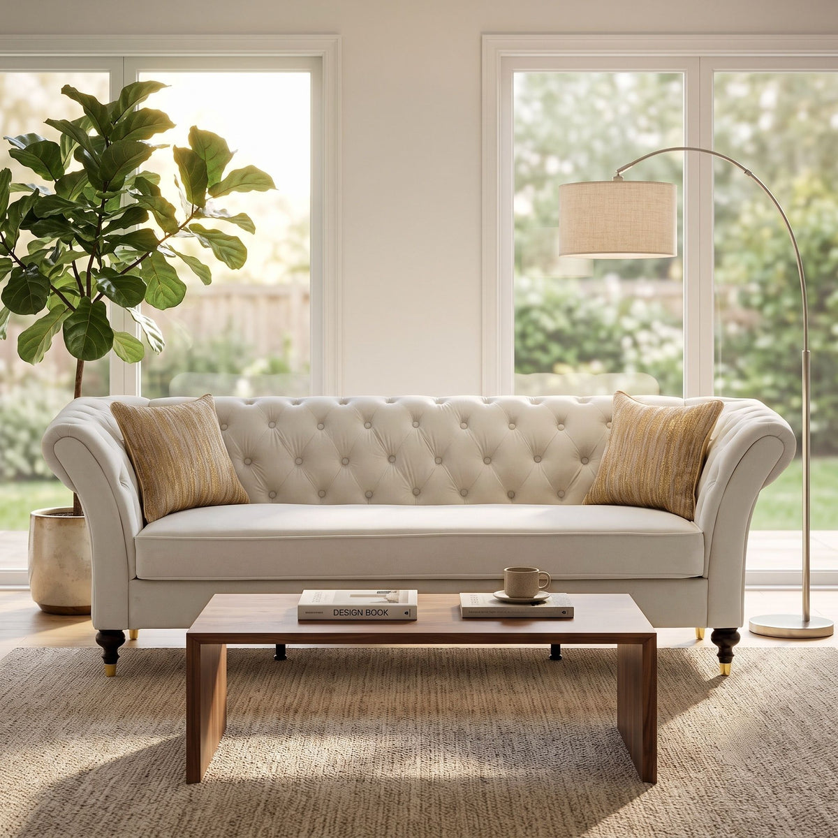 Chesterfield Sofa, 3 Seat Couch With Deep Button Tufted Back, Rolled Arms