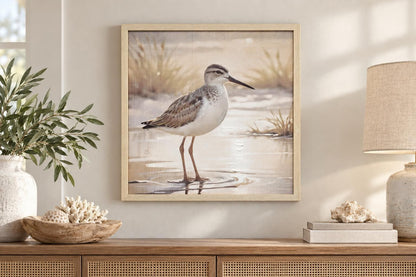Shallows Reverie I - 20 X 20 - Hand-Embellished Canvas In Frame - Beige