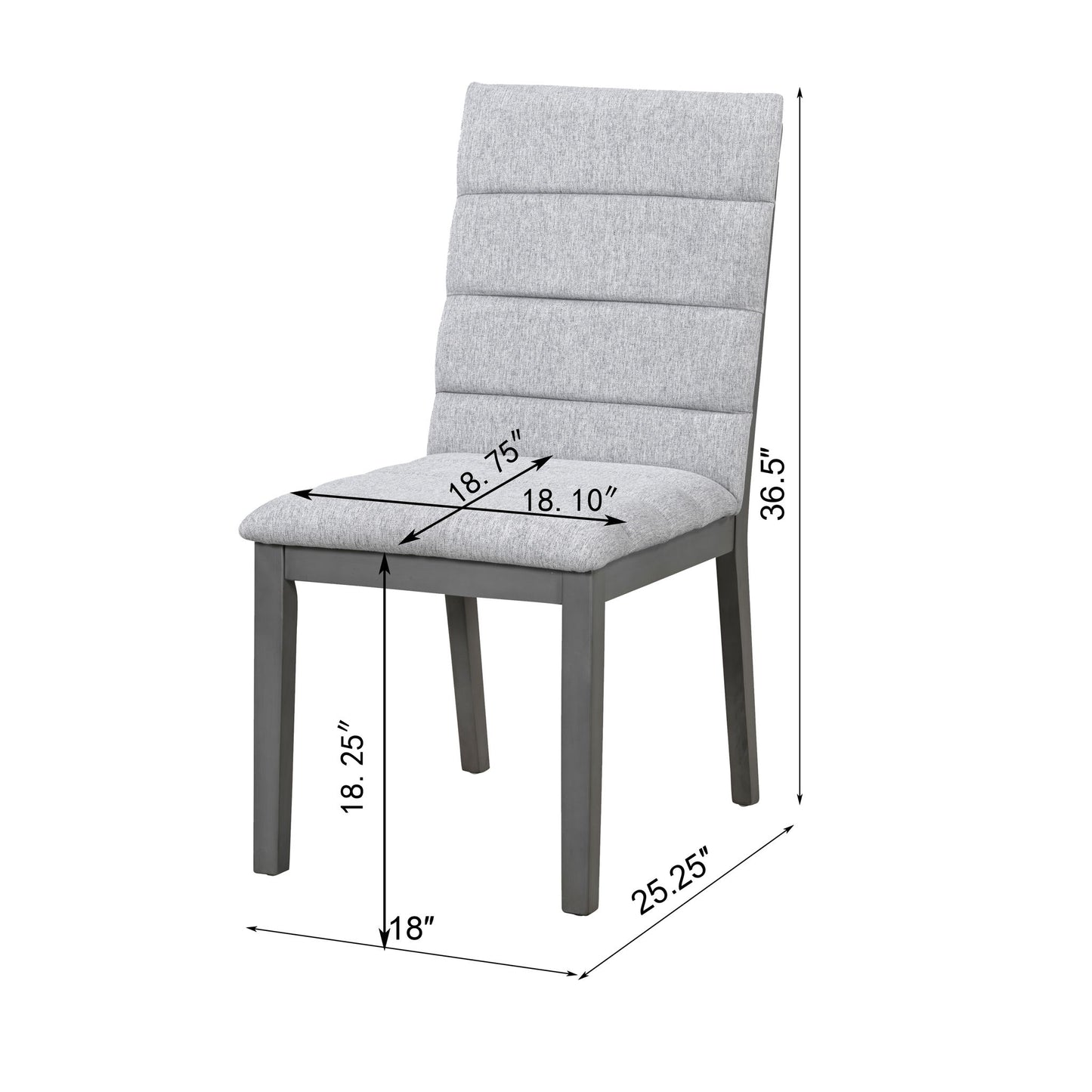 Tufted Upholstery Modern Dining Chairs (Set of 2) Sleek Comfort With Rubber Wood Frame - Gray / Oak