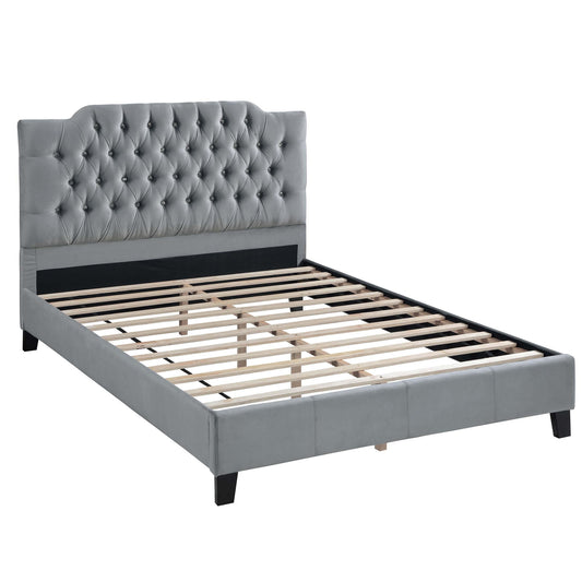 Modern Bed Frame With Tufted Upholstered Headboard