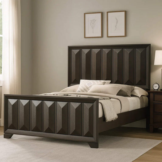 Modern Bed Panel Headboard With Vertical Faceted Design