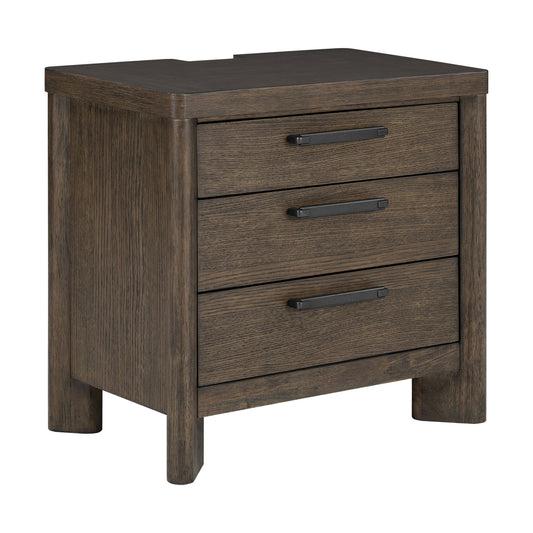 3 Drawer Nightstand With USB - Dark Oak