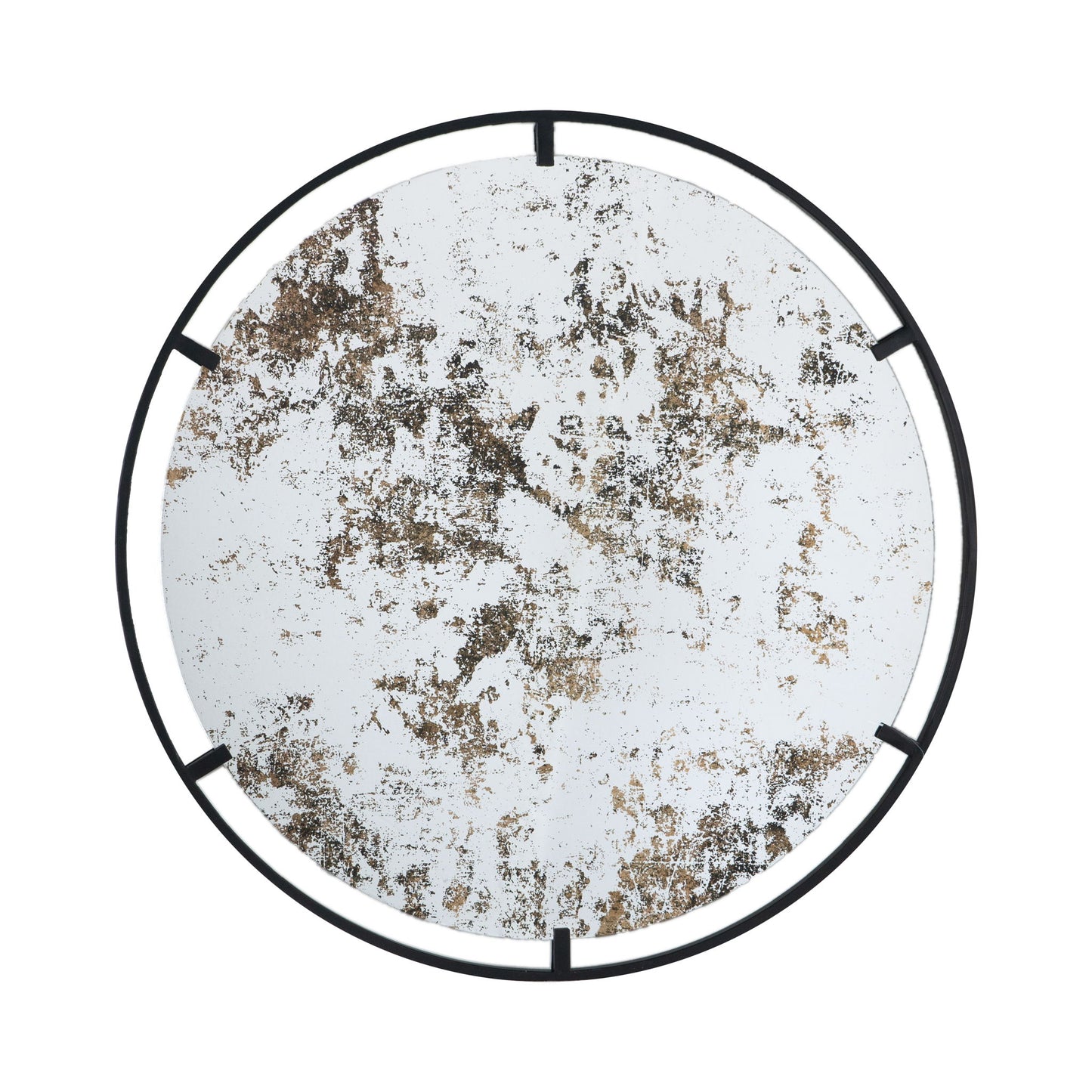 Theodor - Mirror With Industrial Design Round Mirror With Metal Frame For Wall Decor & Entryway Console Lean Against Wall - Black