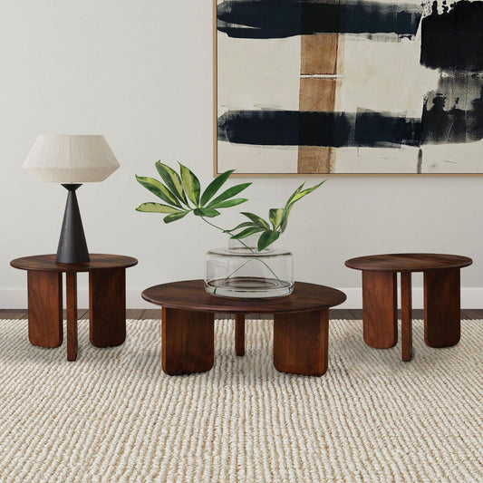 Columbo - 3 Piece Coffee And End Table Set With Round Tops - Brown