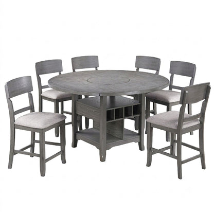 Contemporary Counter Height Dining Set With Built In Lazy Susan