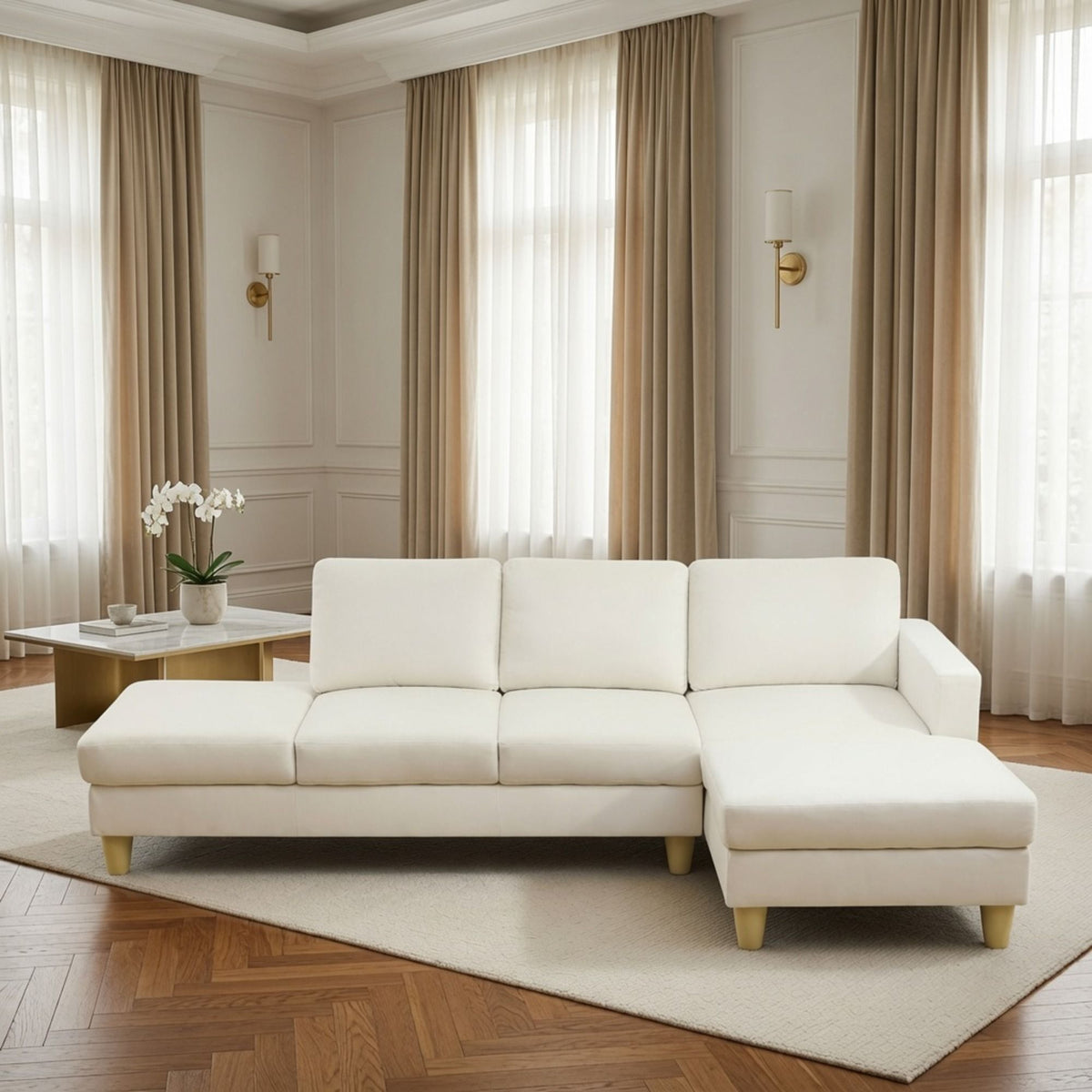 L - Shaped Sectional Sofa With Chaise & Ottoman