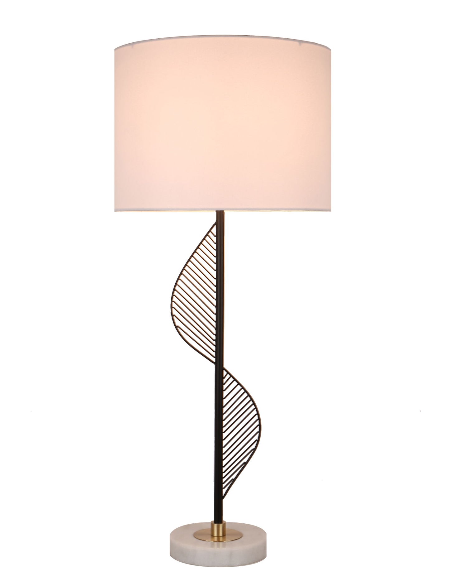 Spiral Radiance II Metal & Marble Table Lamp (Set of 2) - Matte Black / White