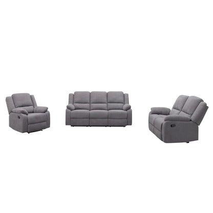 3 Piece Reclining Sofa Set With 150° Deep Recline, 3 Seat Couch, Loveseat & Single Recliner - Gray
