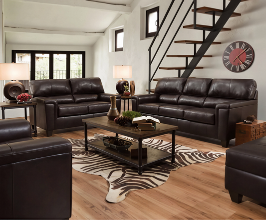 Bark Leather Match Sofa & Loveseat