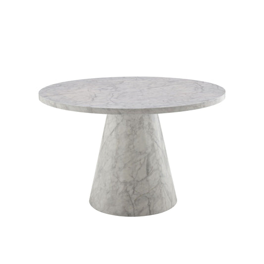 Kacey - Natural Engineered Stone Round Dining Table - Stone Gray