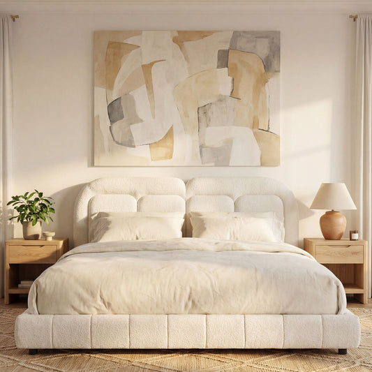 Upholstered Platform Bed With Tufted Headboard
