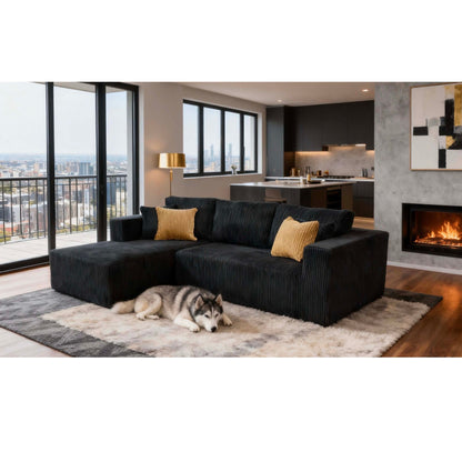 L - Shape Full Compressed Upholstered Sectional