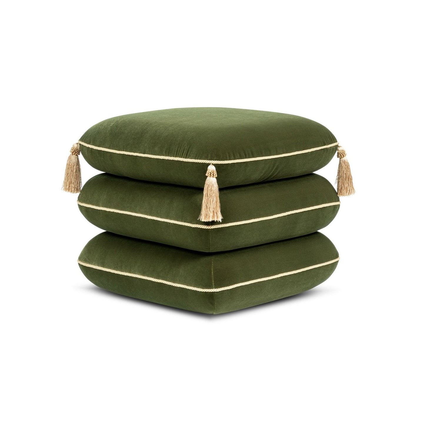 Monarch - Tassled Ottoman - Olive Green
