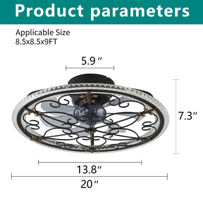 Caged Ceiling Fan With Remote Controlled LED Light - Matte Black