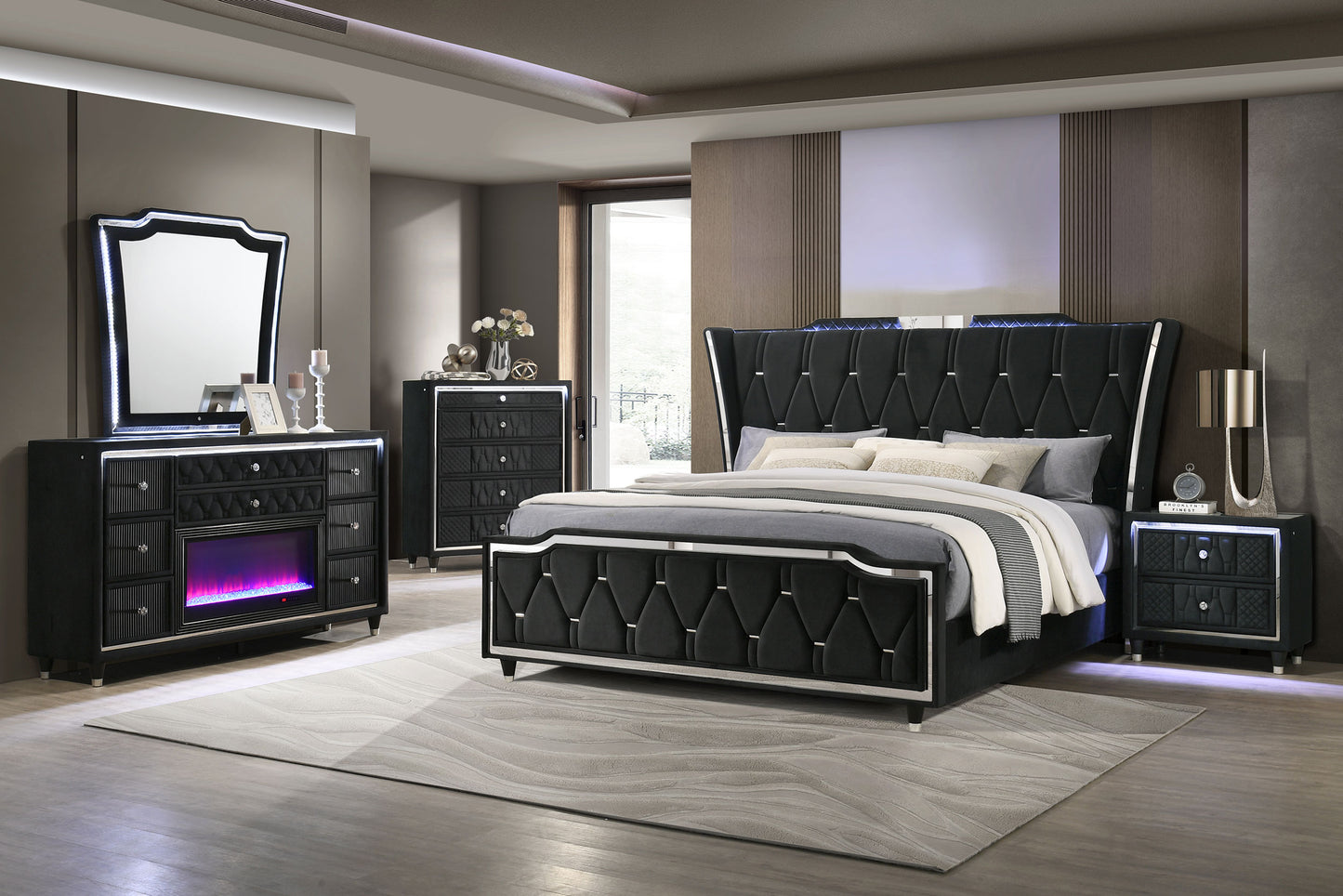 Lorient Black Bedroom set + Free Chest