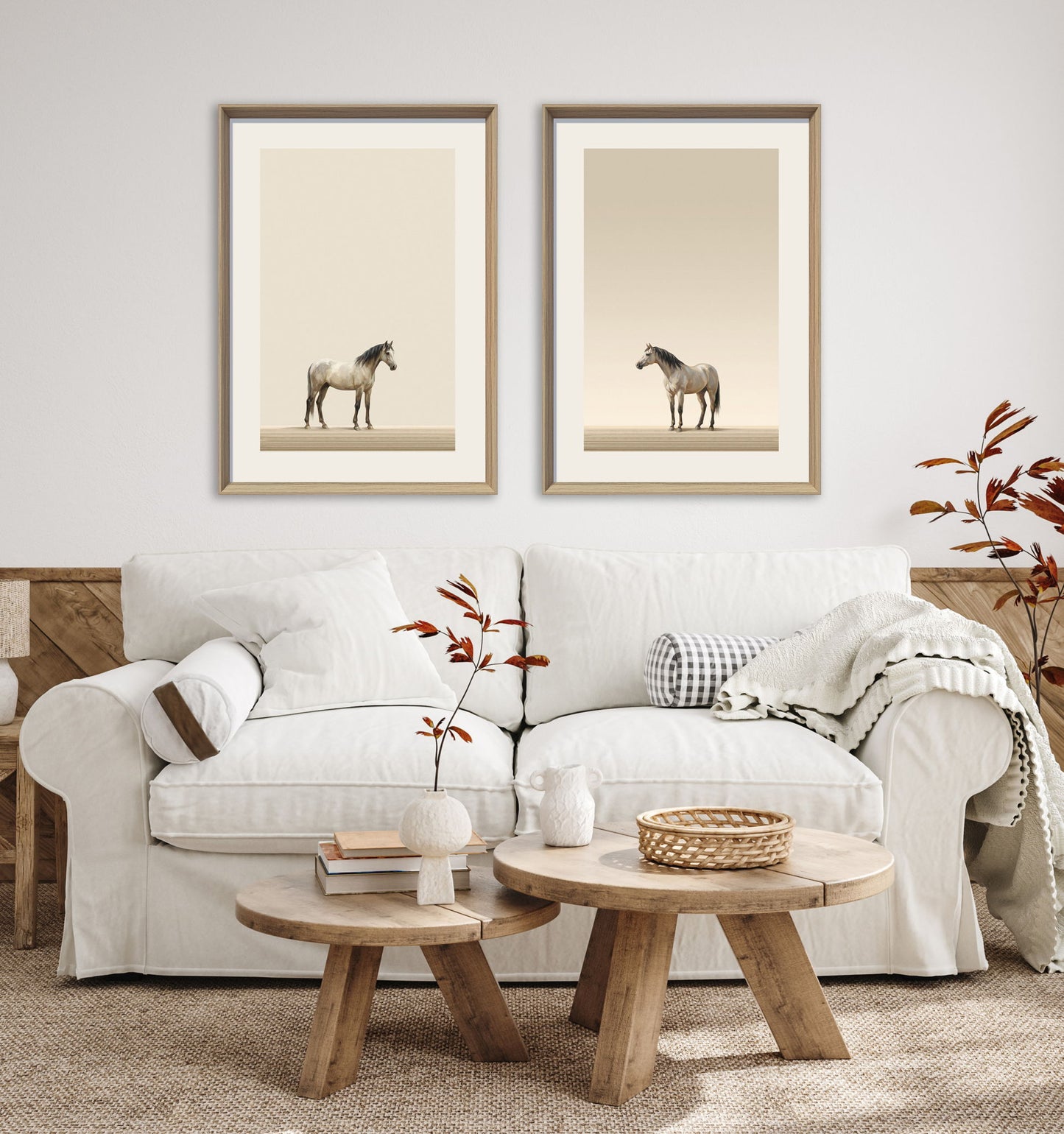 Quiet Stallion II Print on Paper In Frame - Cream / Beige