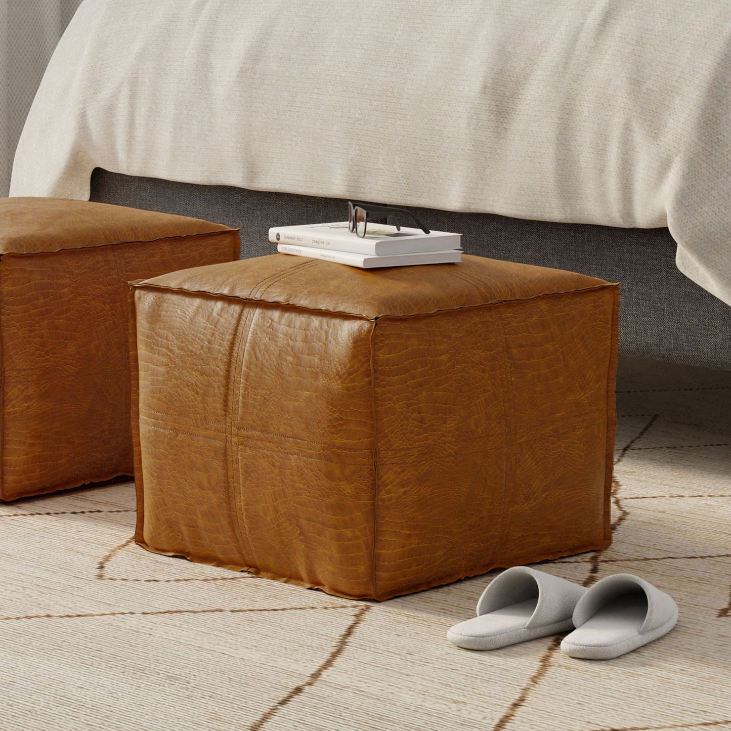 Brody - Square Pouf - Tan