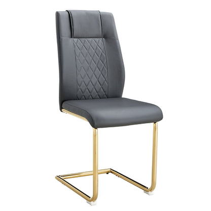 Modern Legged Upholstered Dining Chairs (Set of 4) Artificial For Kitchen And Office - Gray