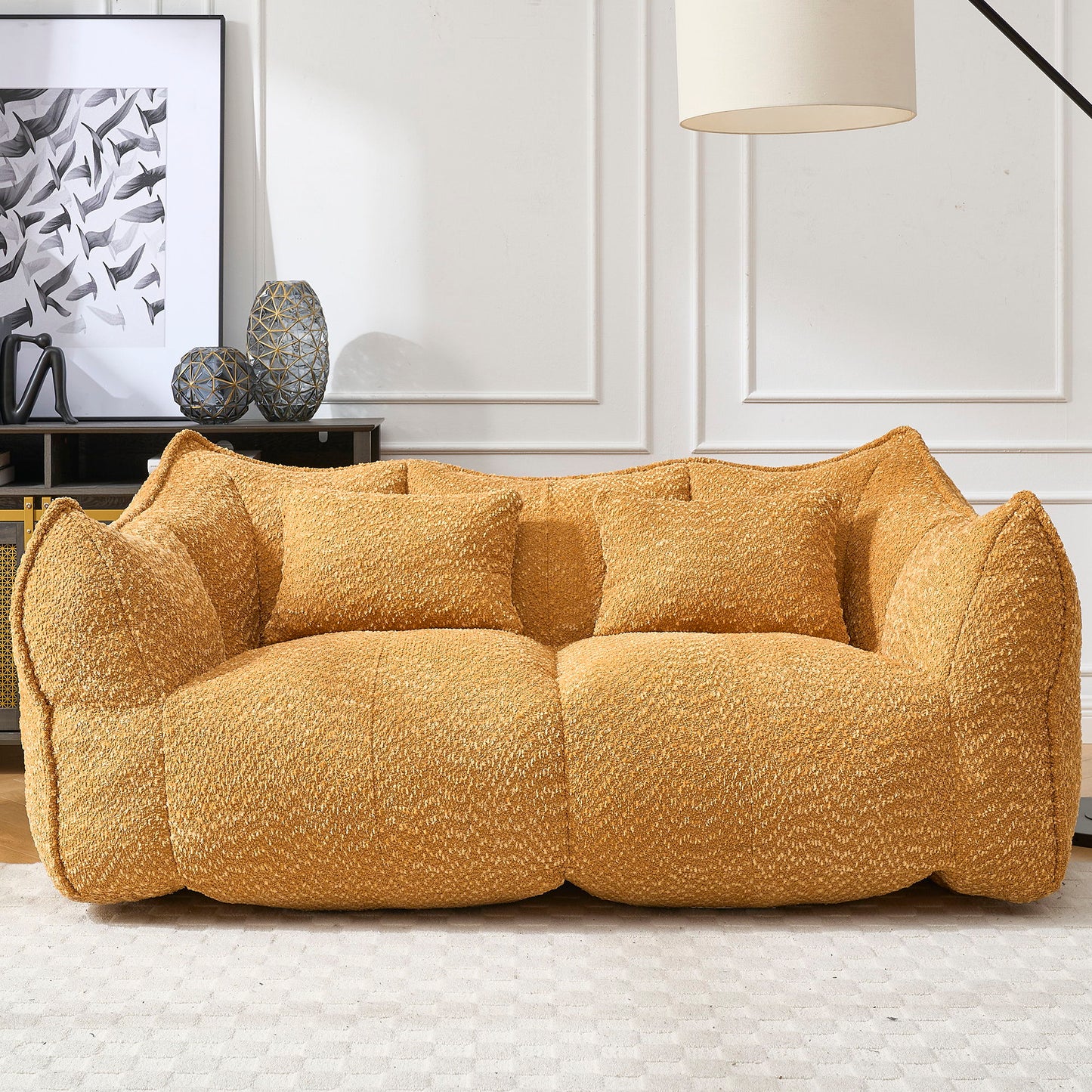 Comfortable Dual Beanbag Chair With High Resilience Foam Core For 2 People