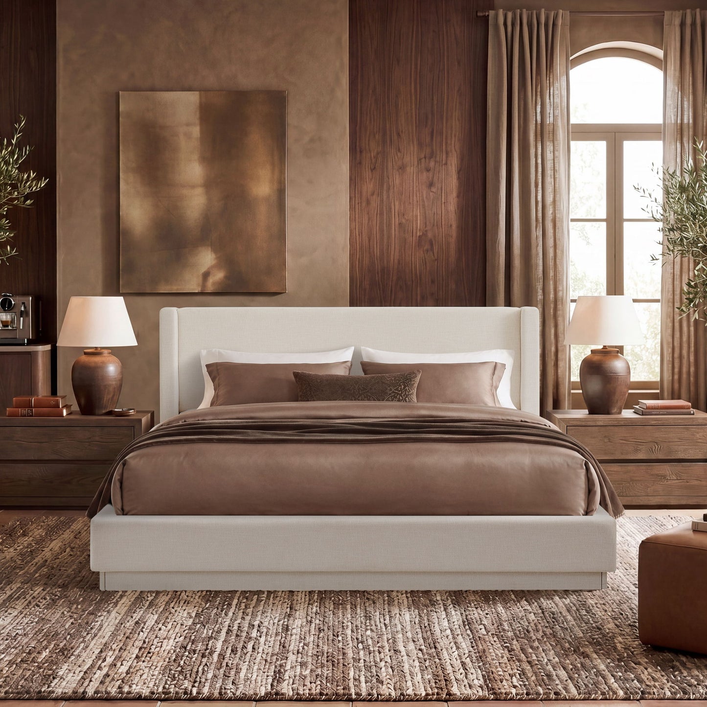 Noir - Upholstered Platform Bed With Wingback Headboard