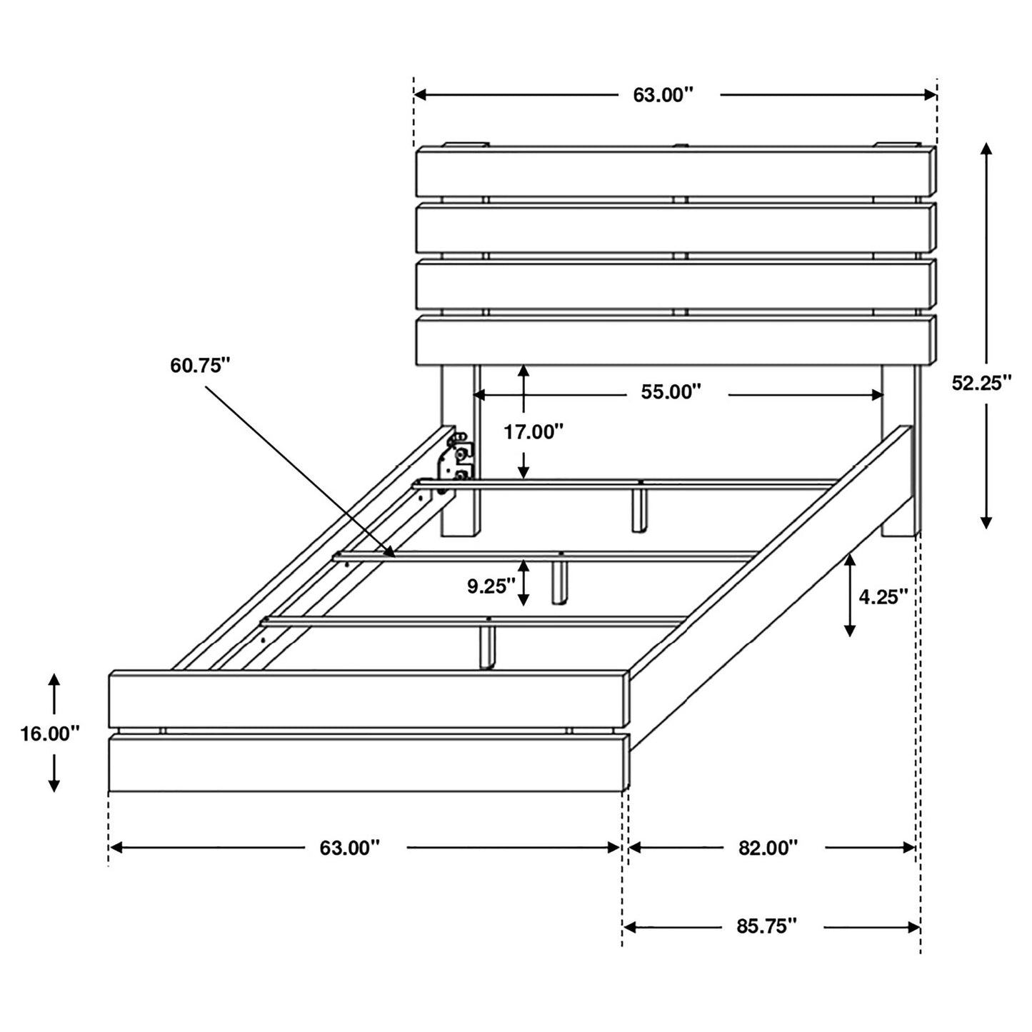 Slatted Headboard Panel Bed