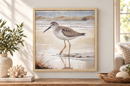 Shallows Reverie II - 20 X 20 - Hand-Embellished Canvas In Frame - Beige