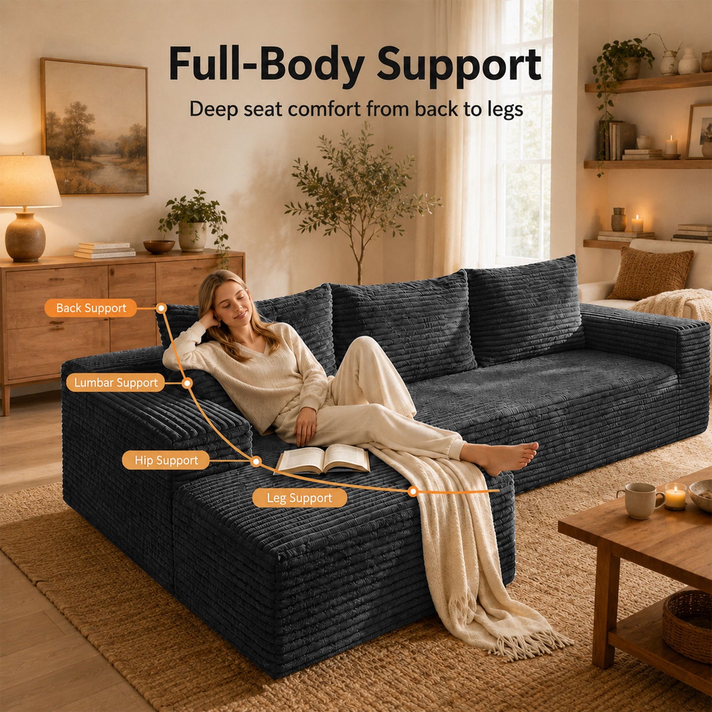Modern L-Shaped Sectional Sofa With Left Facing Chaise