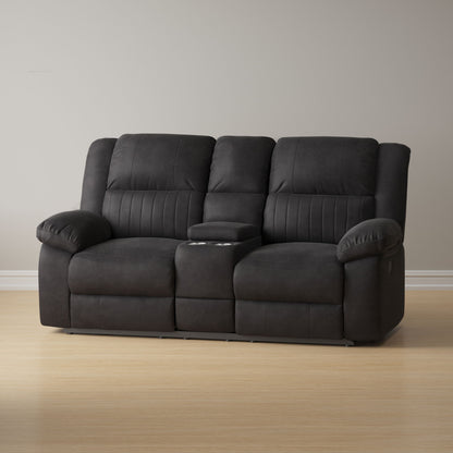 Reclining Console Loveseat - Black - Fabric