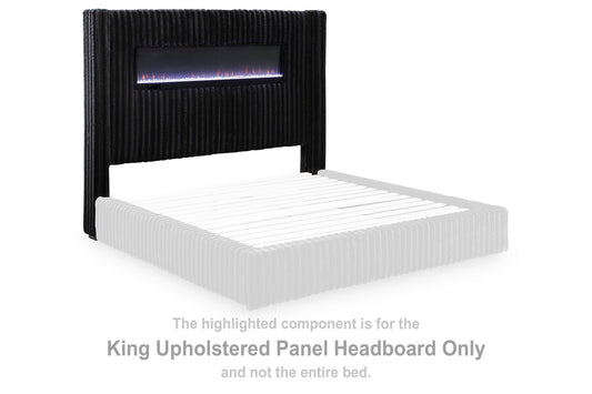 Tayleena - King Upholstered Panel Headboard - Black
