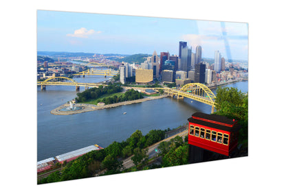 Pittsburgh Overlook Tempered Glass With Foil - Blue / Green