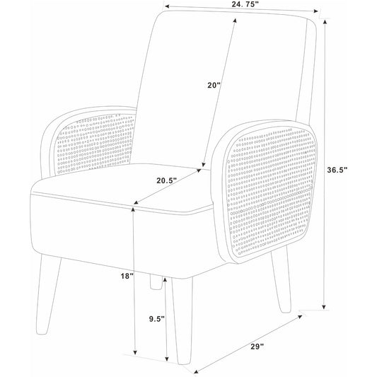 Upholstered Armchair With Tall Legs - Brown