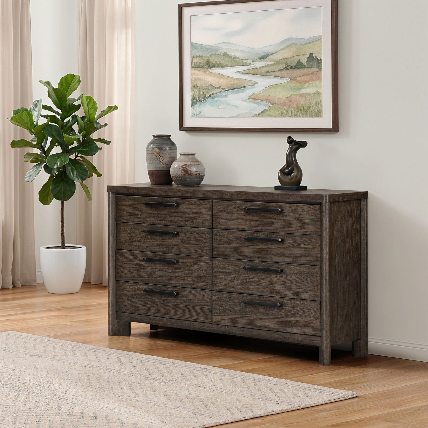 8 Drawer Dresser With Rustic Design