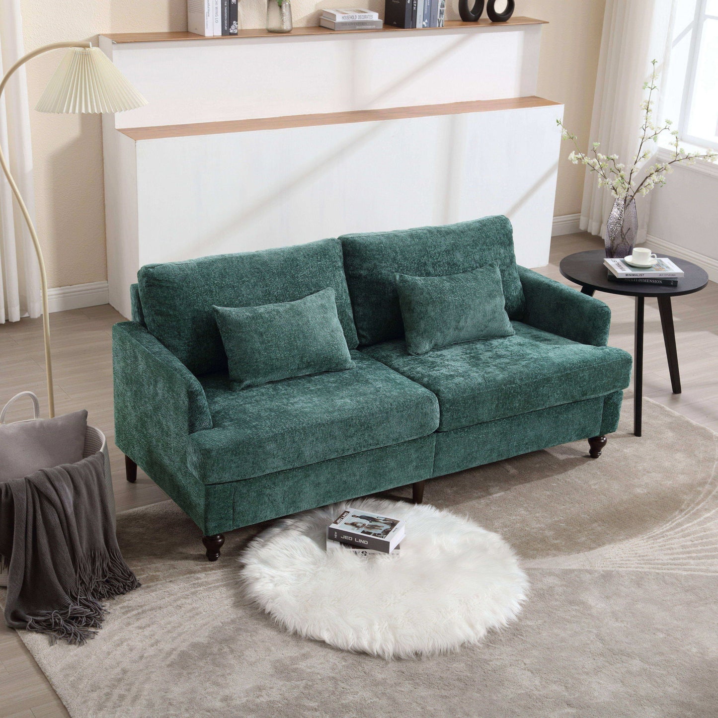 Mid Century Modern Fabric Loveseat Sofa, 2 Seat Upholstered Couch