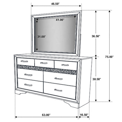 Annie - 7 Drawer Dresser With Mirror - Black