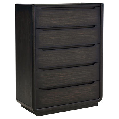 Leandro - 5-Drawer Bedroom Chest Of Drawers - Burnished Black