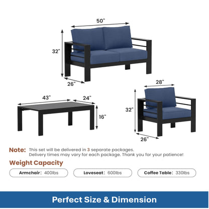 Outdoor Patio Set, All-Weather With Thick Cushions