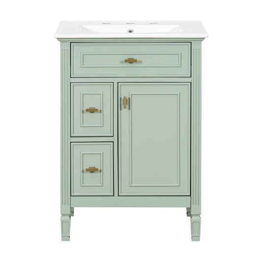 Modern Bathroom Vanity With Sink, Flip Drawer, 2 Drawers, Adjustable Shelf