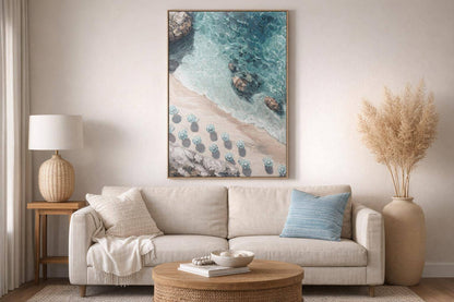 Cove Reverie I Hand-Embellished Canvas In Frame - Natural / Teal