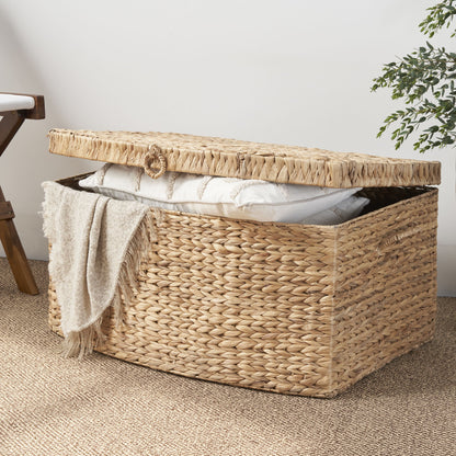 Rectangular Curve Trunk With Handles For Clothes, Toys, Magazines And Book Storage - Light Brown