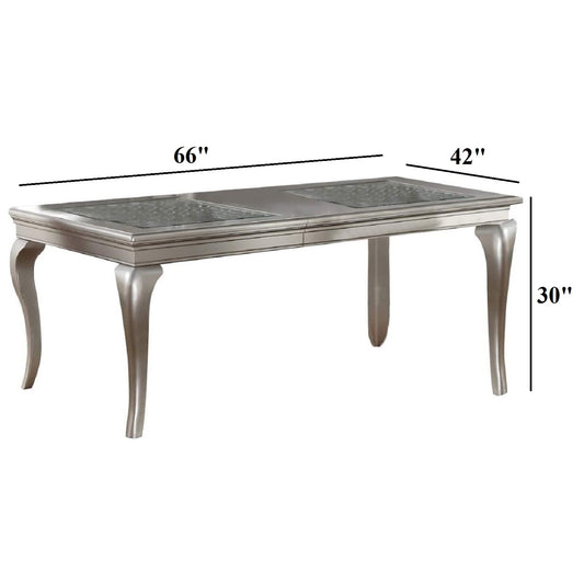 Rectangle Dining Table With Carved Accents - Champagne / Silver