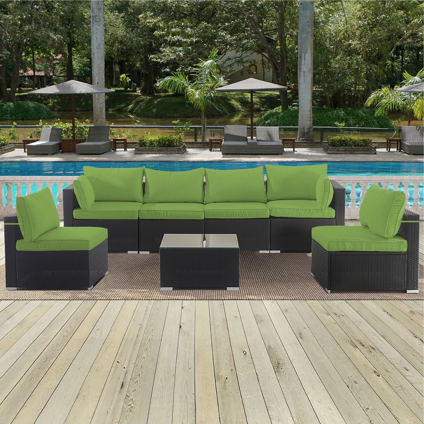Cushion Covers For 7 Piece Wicker Sectional Sofa, 14 Pack Seat And Back Slipcovers With Zipper