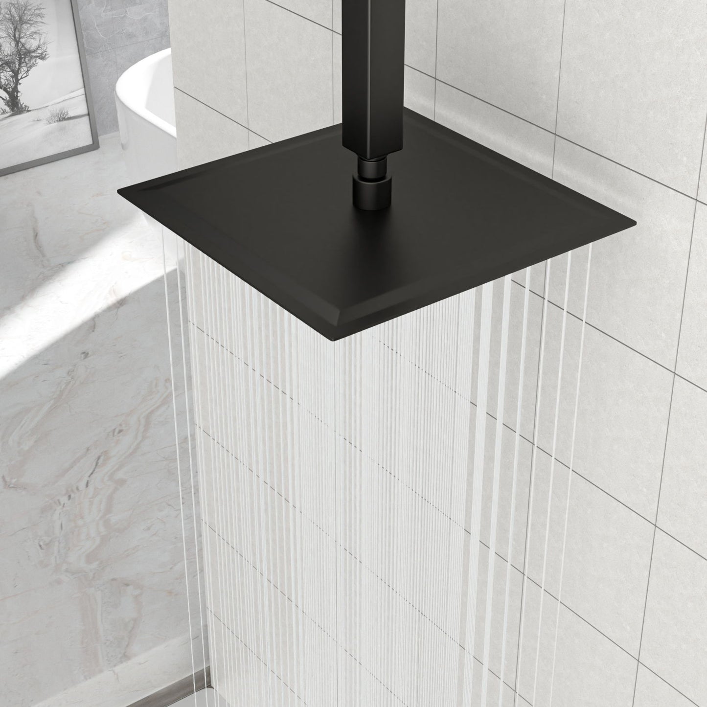 Modern 10" Square Rainfall Shower Head & Stainless Steel Wall Or Ceiling Mount Luxury Spa Shower Panel