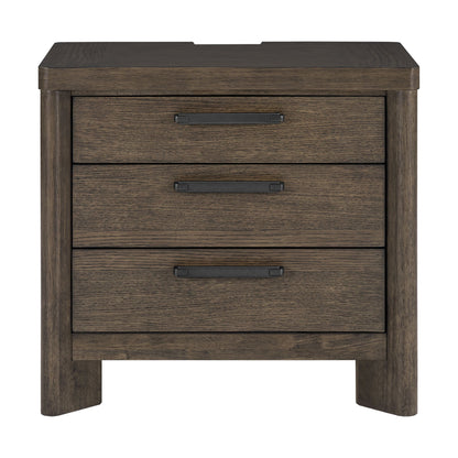 3 Drawer Nightstand With USB - Dark Oak