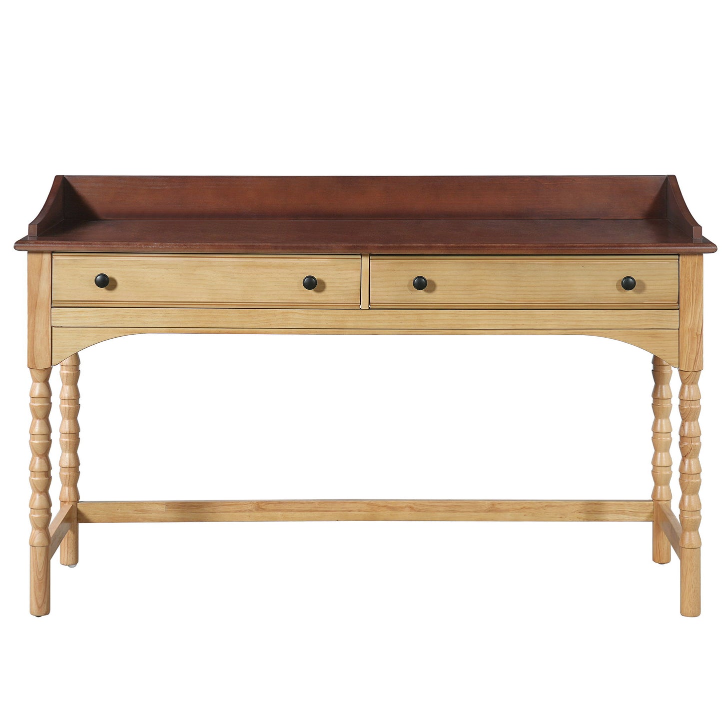 Writing Desk With 2 Storage Drawers, Workstation For Living Room - Brown / Natural
