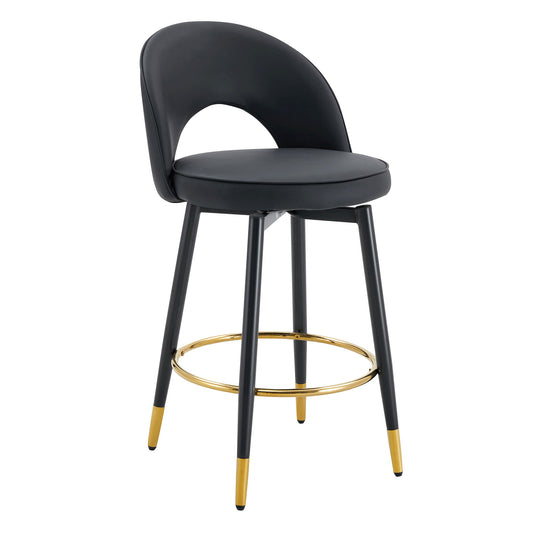Modern Upholstered 360° Rotatable Bar Chair With Metal Legs For Dining Room (Set of 2)