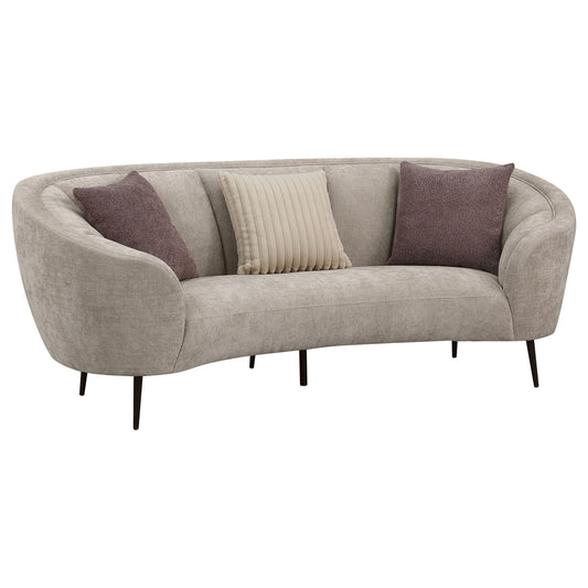Aura - Upholstered Curved Sofa And Tapered Legs - Beige