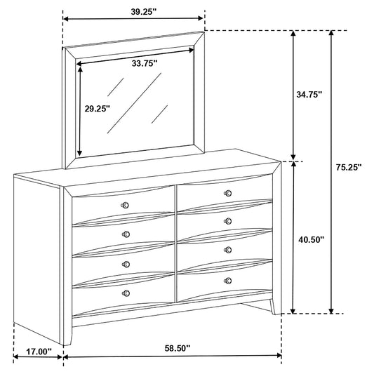 Palamino - 8 Drawer Dresser With Mirror - Black