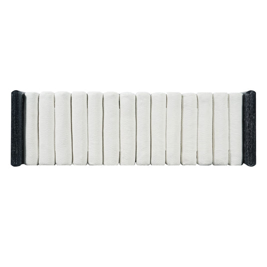 Upholstered Bench With Rolled Cushions - Black / Beige